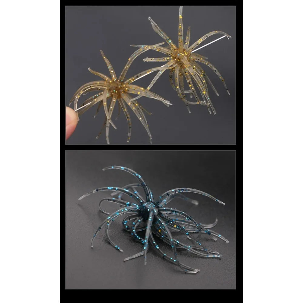 2pcs 2024 Dice Fishing Sea Urchin Lures TPE 1.7g Silicone Worm Lure Handmade Power Urchin BFS Silicone Fishing Lure
