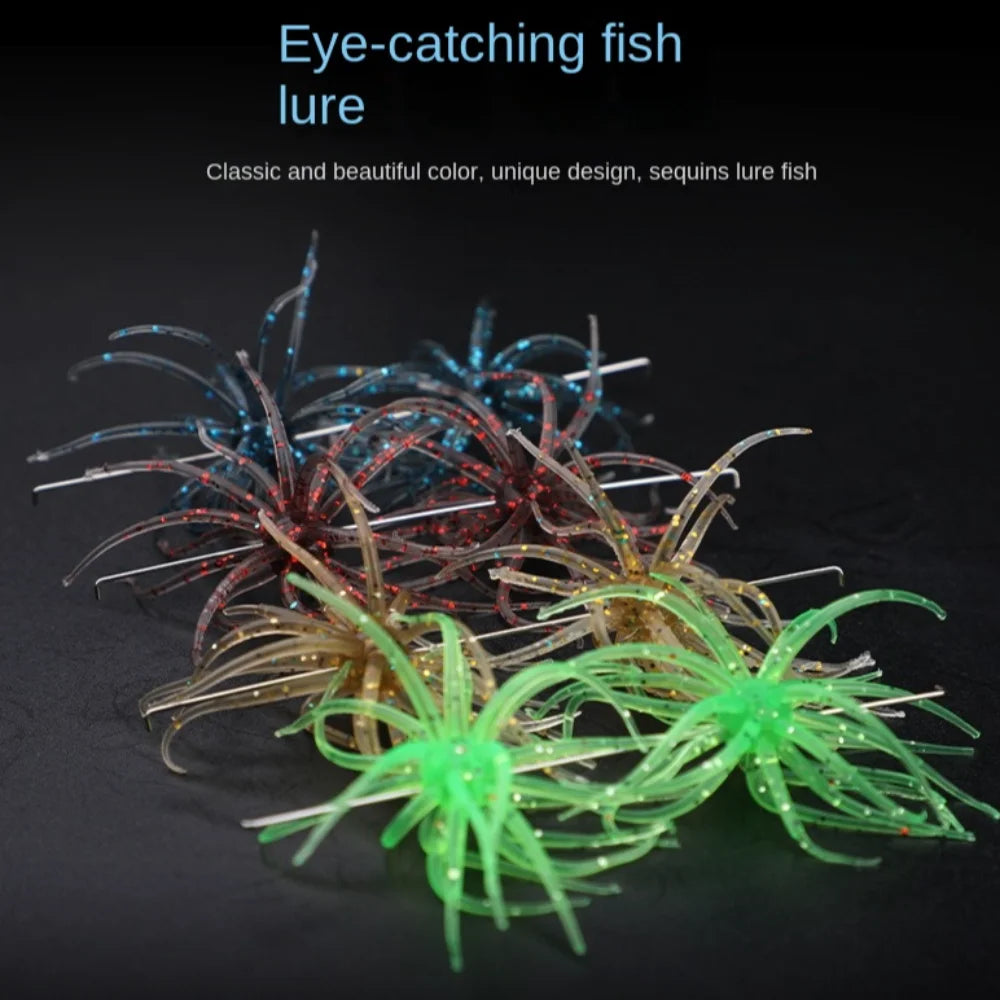 2pcs 2024 Dice Fishing Sea Urchin Lures TPE 1.7g Silicone Worm Lure Handmade Power Urchin BFS Silicone Fishing Lure